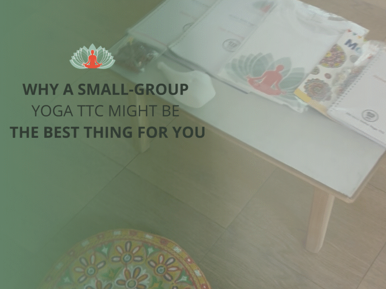 Small group yoga teacher training in India at Akshara Yoga School with student kit, manual, mala, and mandala notebook