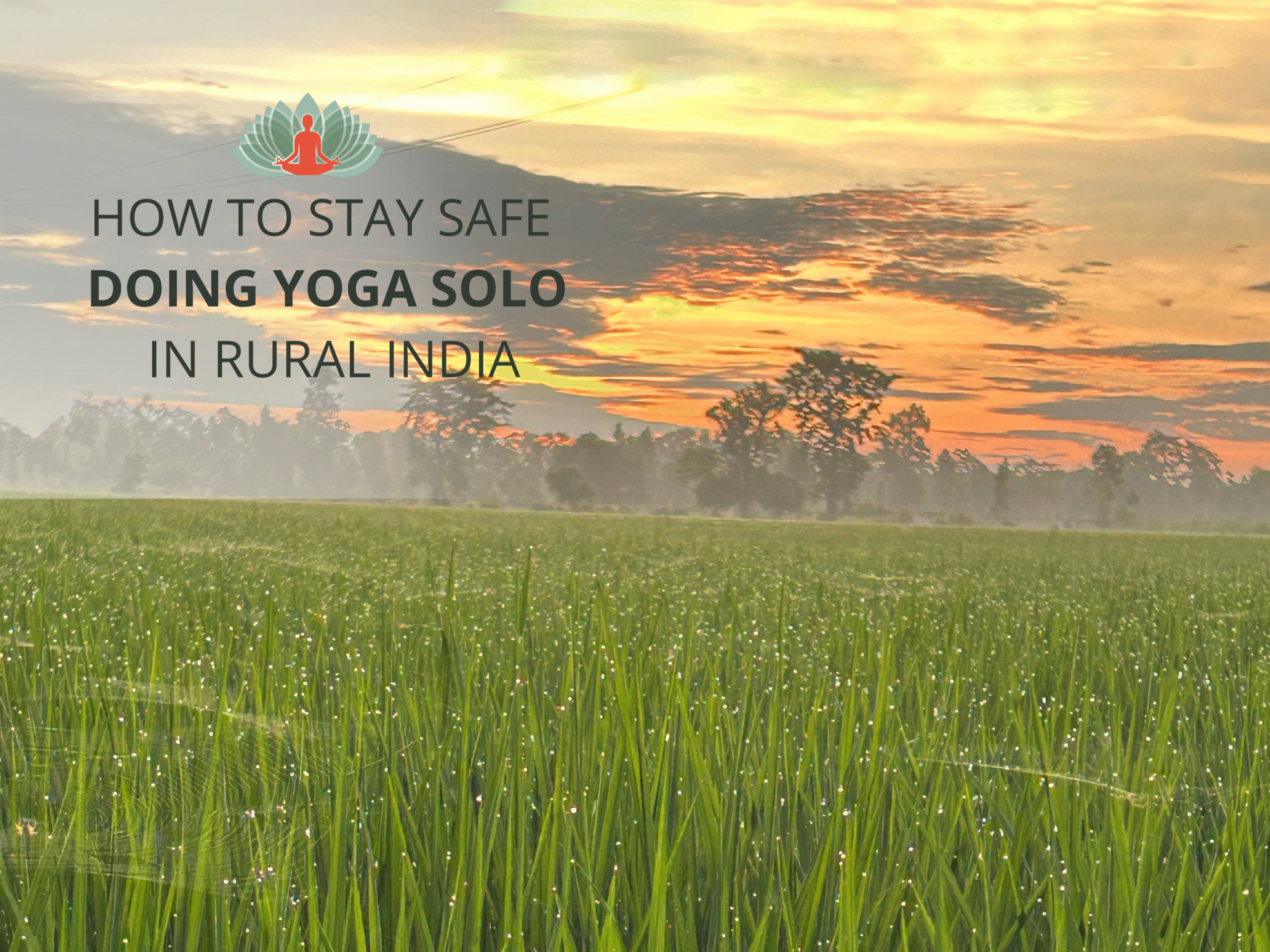 Sunrise over a rice field in rural India for solo yoga travel